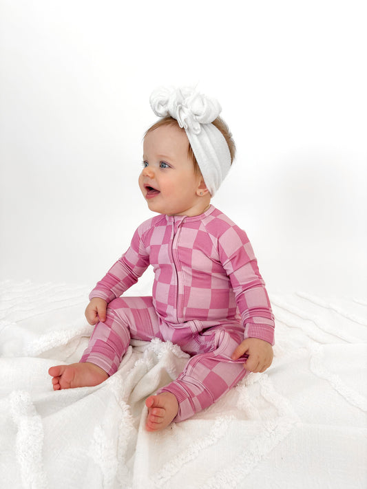 PINK CHECK | ZIP ROMPER