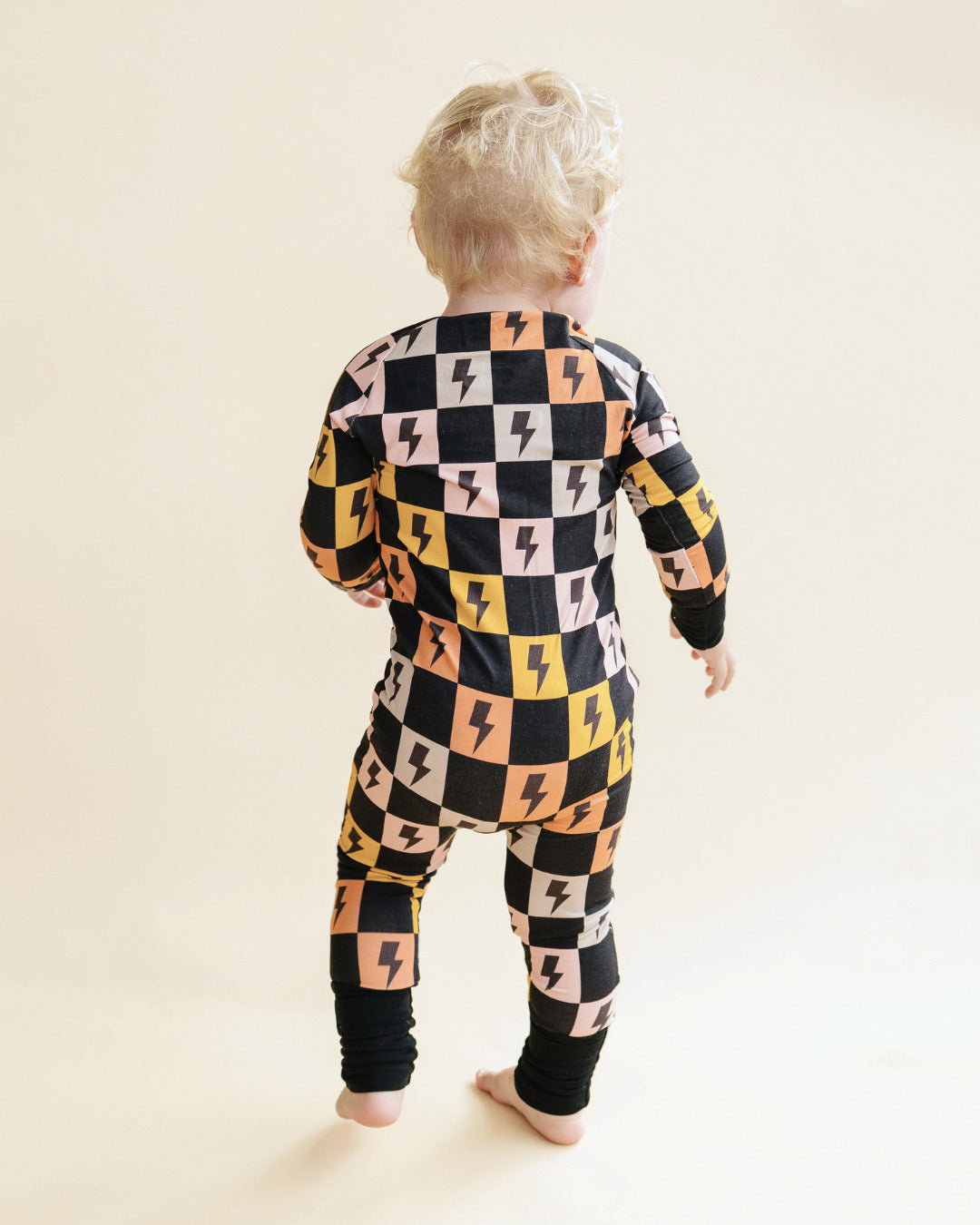 Bamboo Zip Romper | Colorful Checks + Bolts