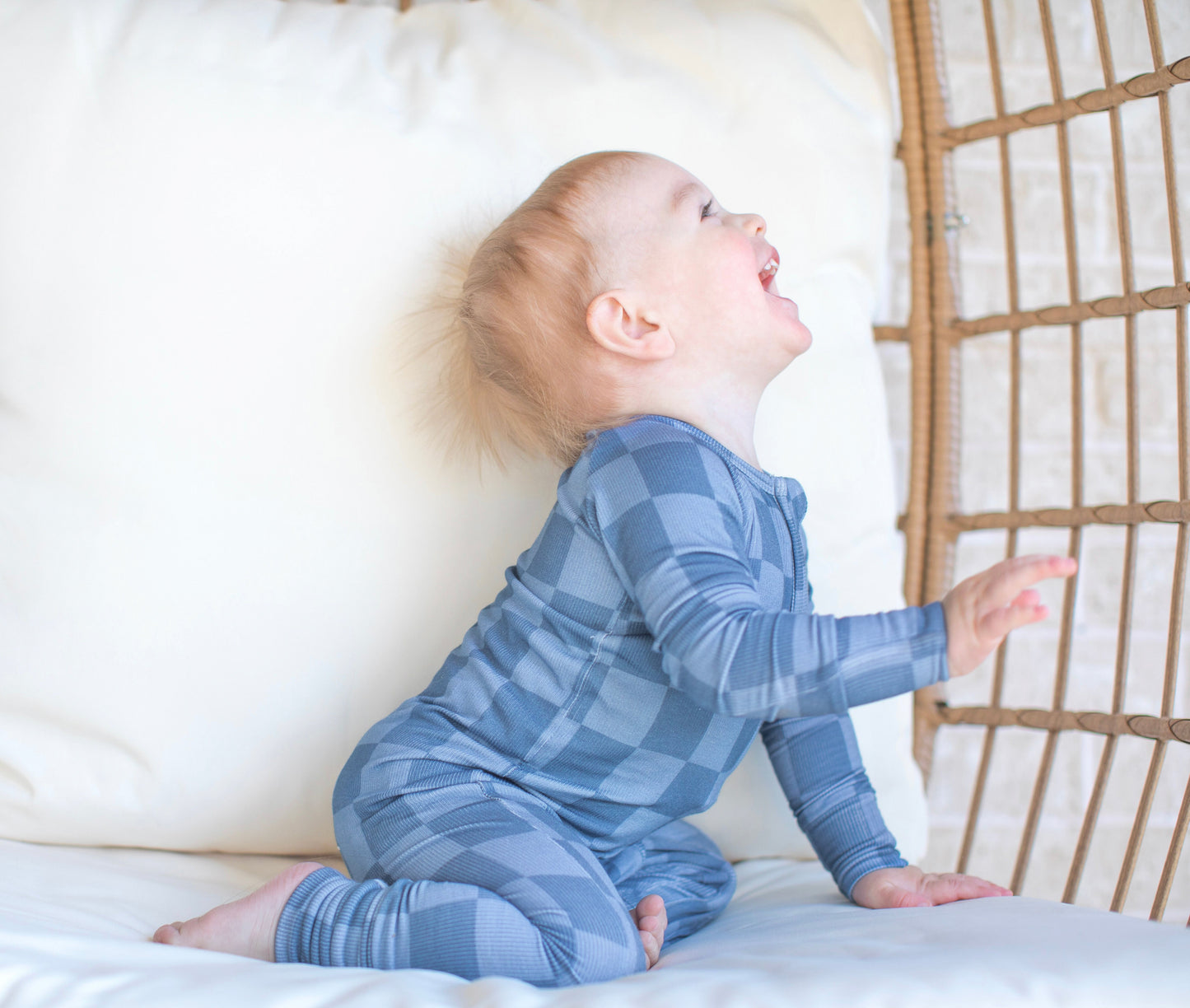 BLUE CHECK | ZIP ROMPER