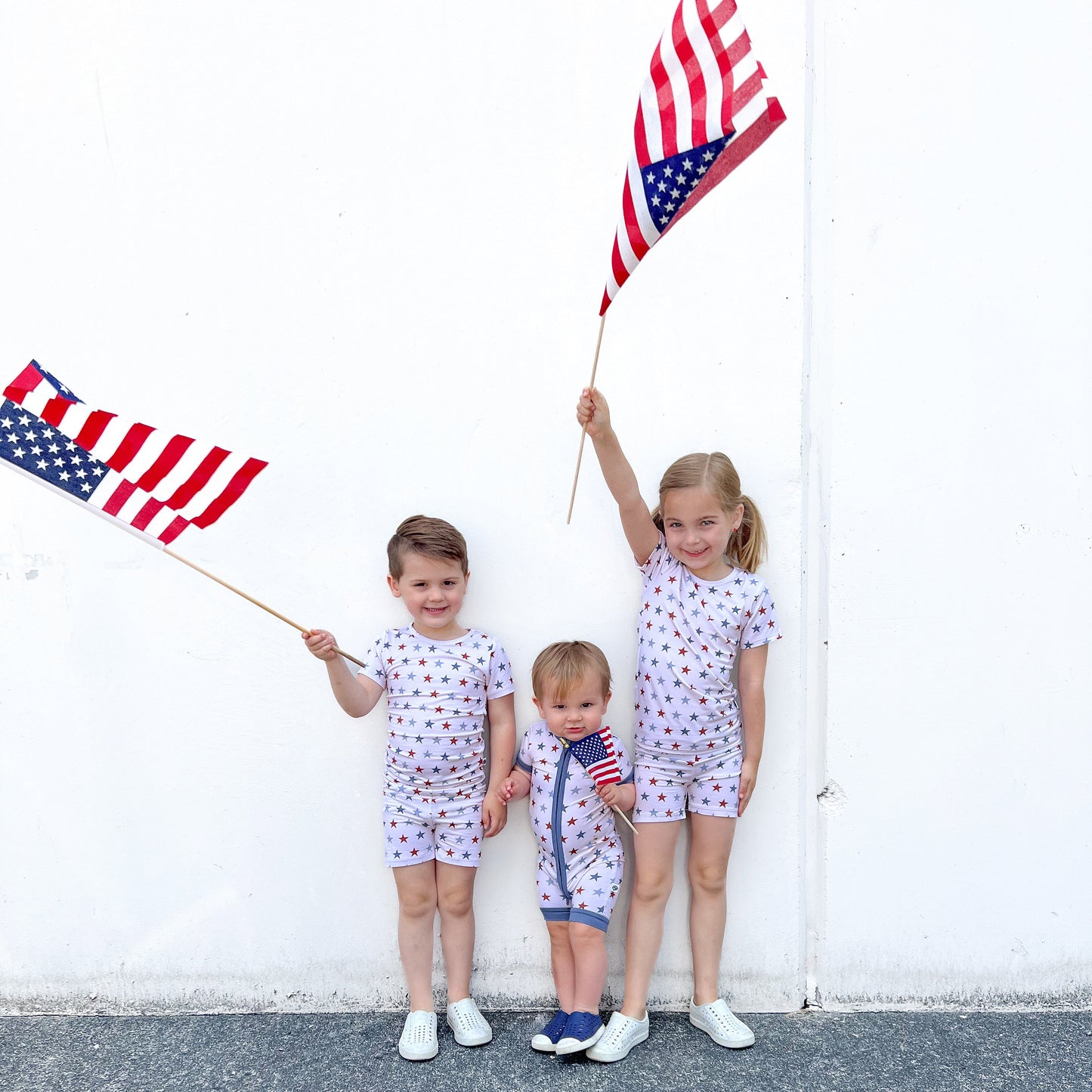 RED WHITE & BLUE STARS | SHORTIE ZIP ROMPER