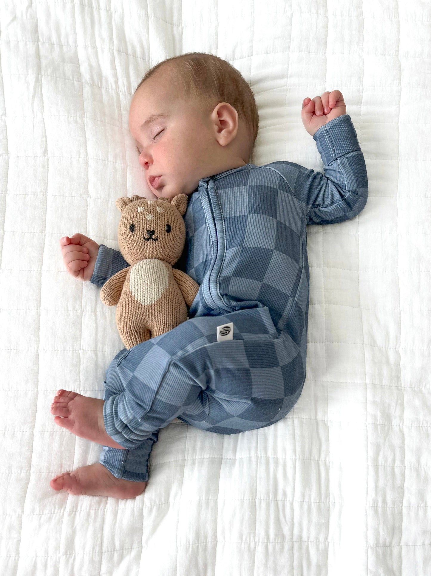 BLUE CHECK | ZIP ROMPER