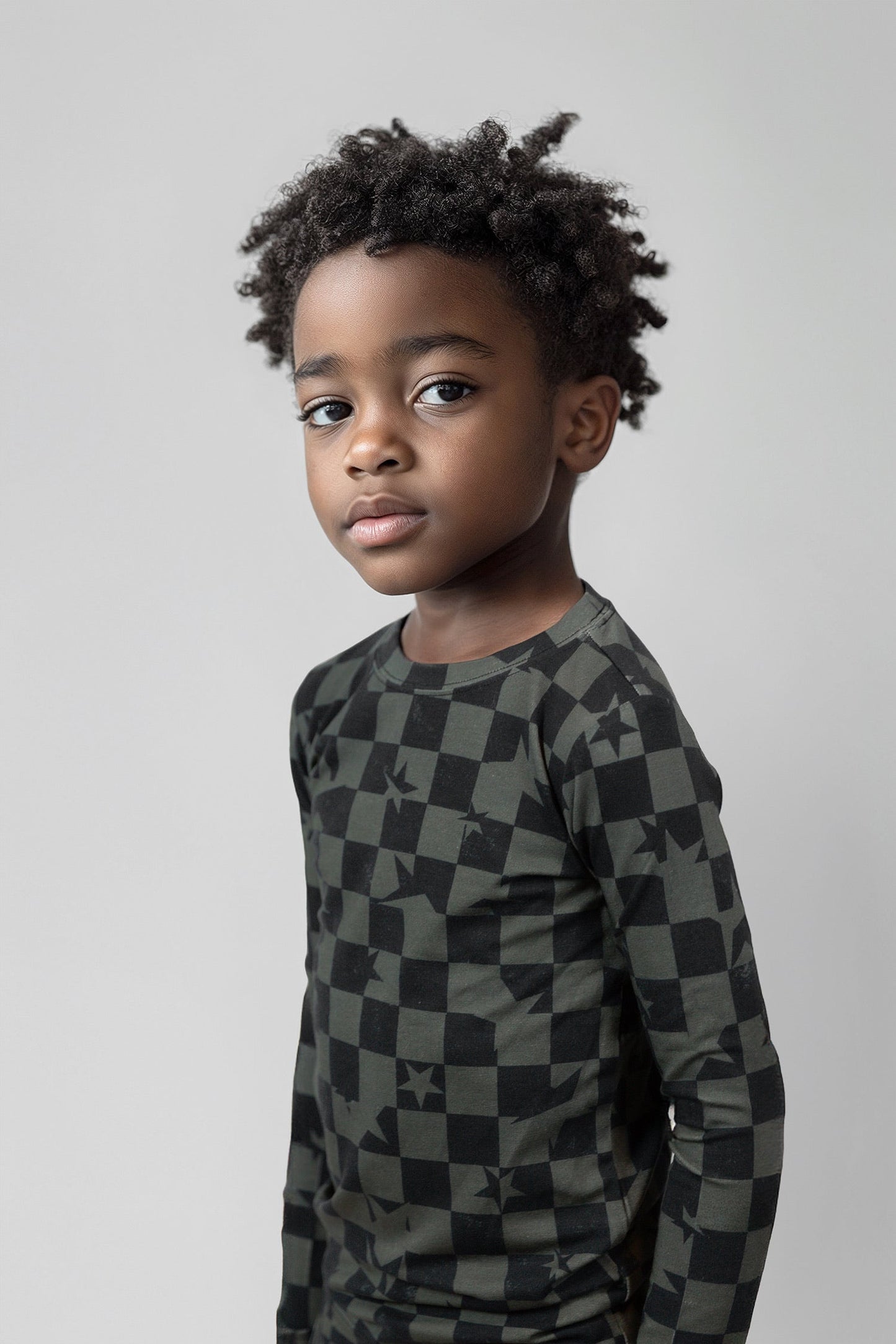 Olive Checkered Star Two-Piece Set