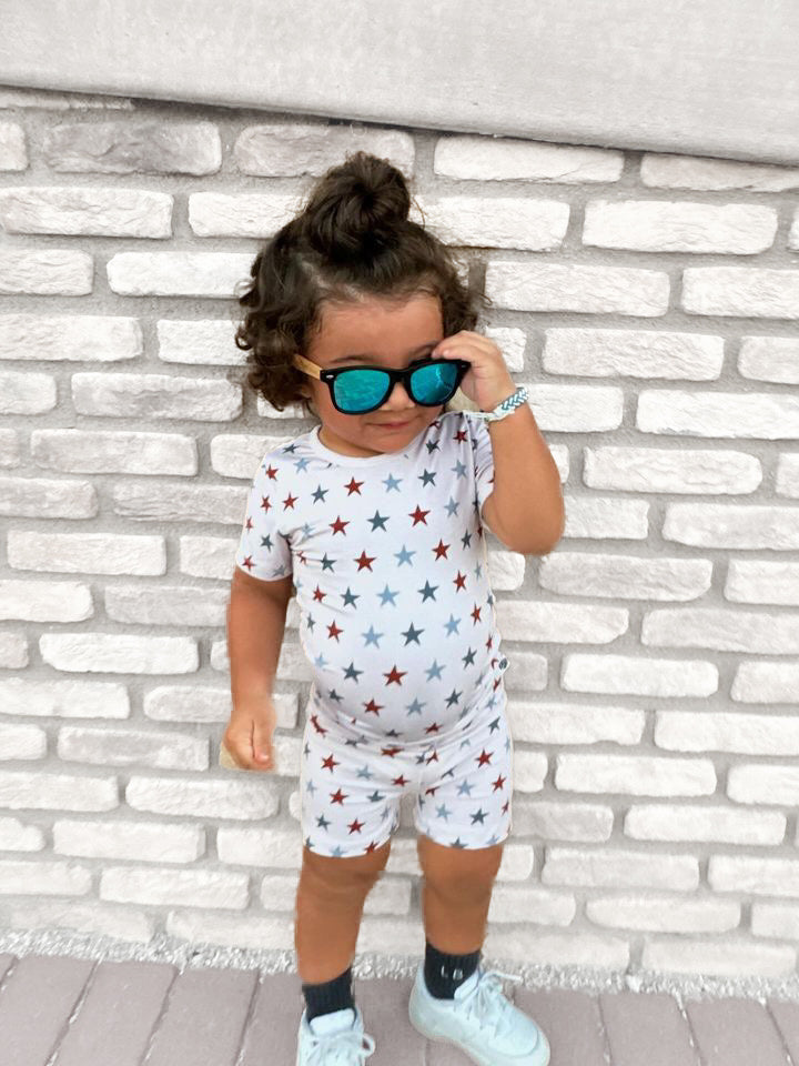 RED WHITE & BLUE STARS | SHORTIE TWO PIECE SET