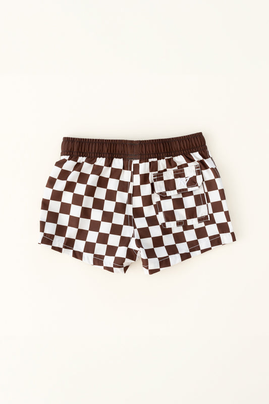 BRONZE CHECKERS TODDLER SWIM TRUNKS
