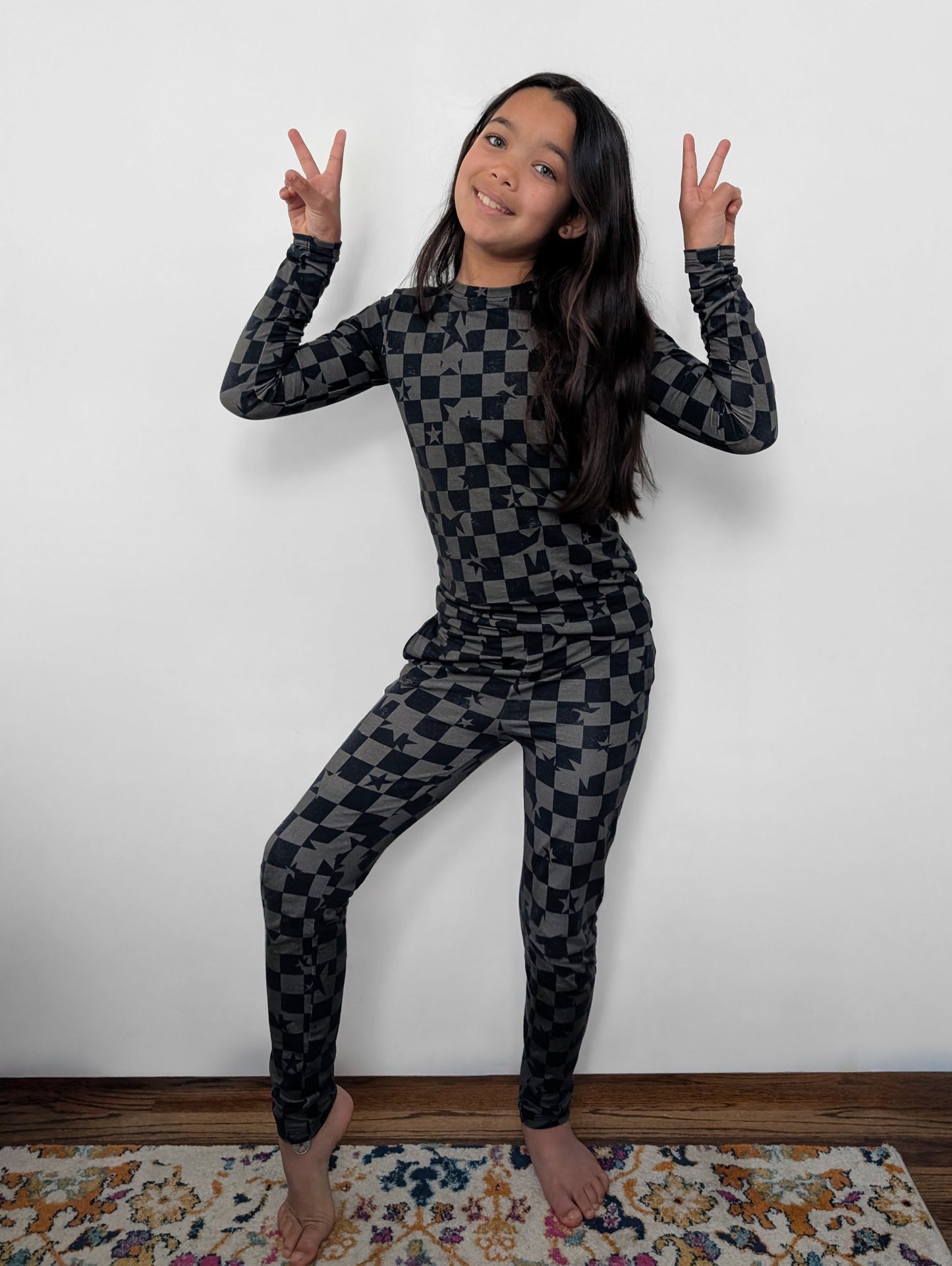 Olive Checkered Star Two-Piece Set