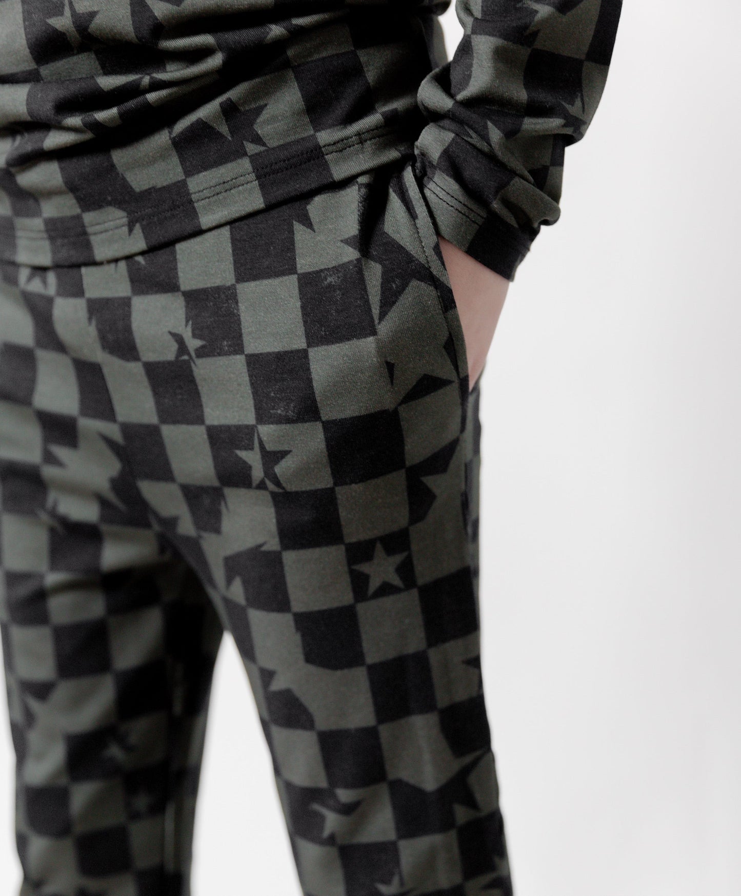 Olive Checkered Star Two-Piece Set