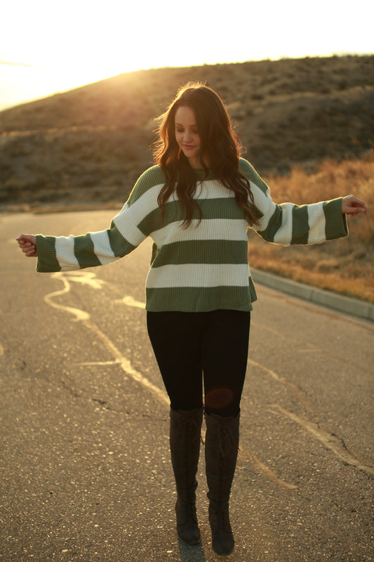 Striped Bell Sleeve Sweater