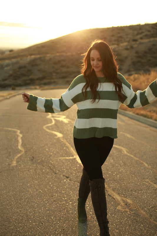 Striped Bell Sleeve Sweater