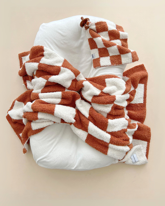 Checkered Plush Blanket | Copper