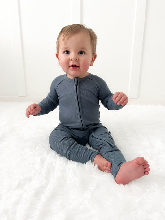 Slate Ribbed Zip Sleeper