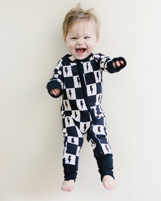 Bamboo Zip Romper | Checks + Bolts