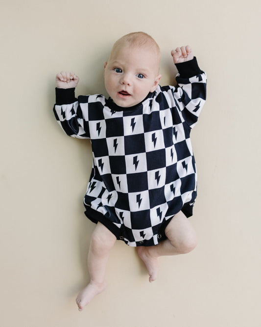 Bubble Romper | Charcoal Bolts