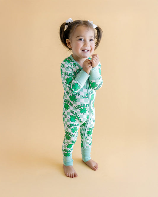 Bamboo Zip Romper | Lucky Shamrock