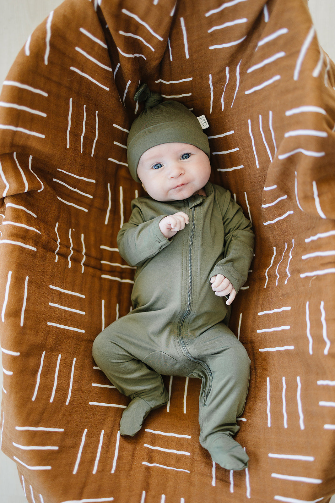 Olive Bamboo Newborn Knot Hat