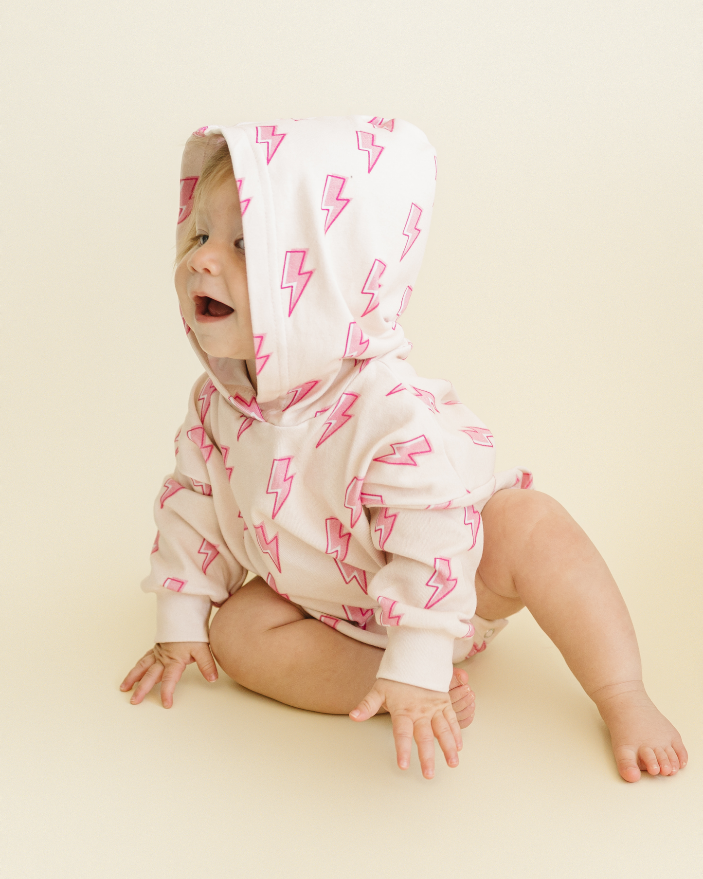 Hooded Bubble Romper | Pink Bolts