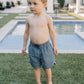 Navy Gingham Swim Shorts