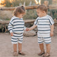 Navy Stripe Knit Shorts