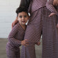 Bamboo Two Piece Pajamas | Maroon Stripe