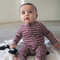 Bamboo Zip Pajamas | Maroon Stripe