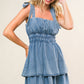 ALONG THE SHORELINE DENIM MINI DRESS