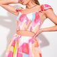 ABSOLUTE EDGE PINK WOVEN TOP AND SKIRT