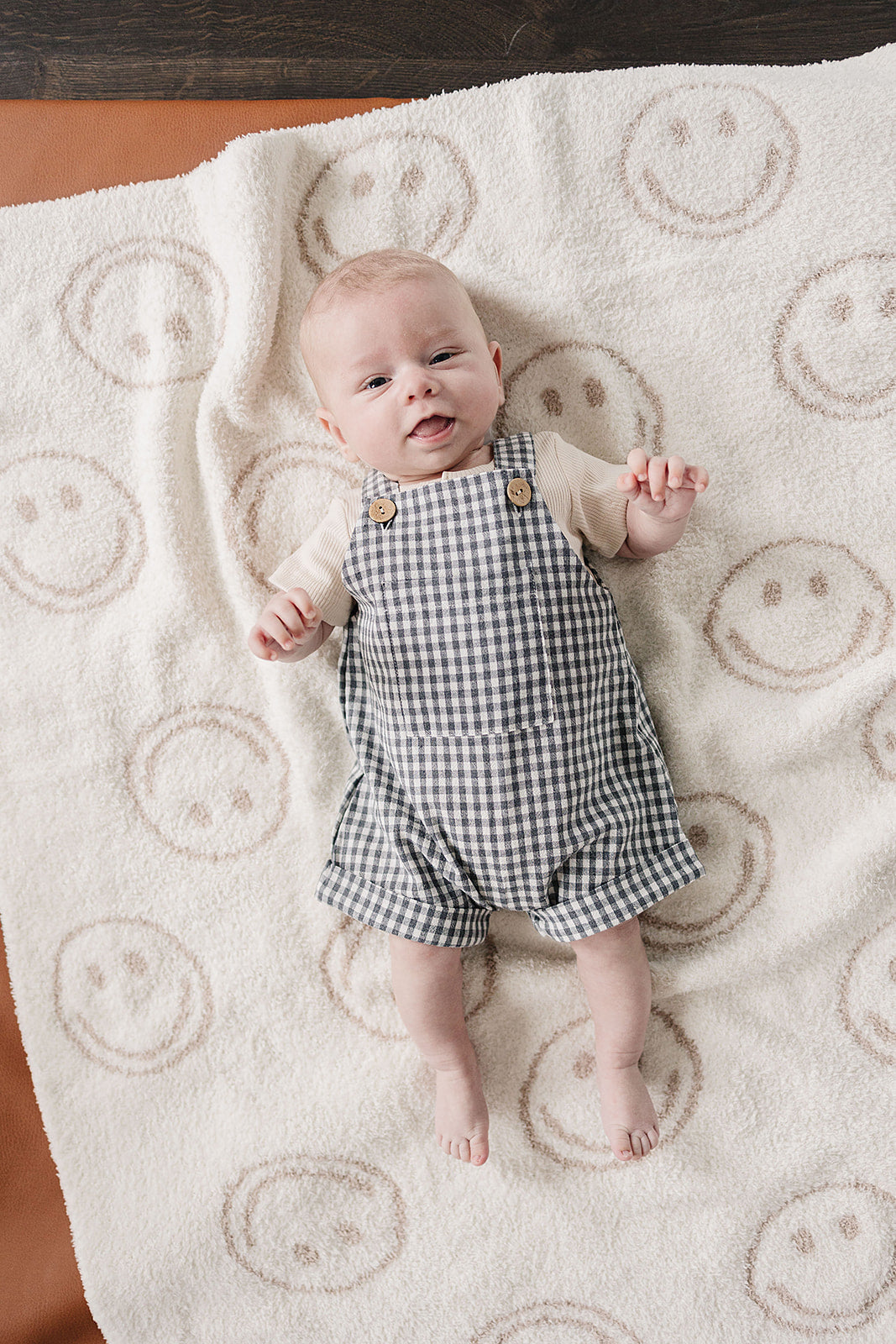 Gingham Short Linen Overalls