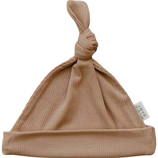 Latte Ribbed Bamboo Newborn Knot Hat