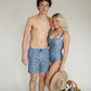 Navy Gingham Adult Men's Swim Shorts