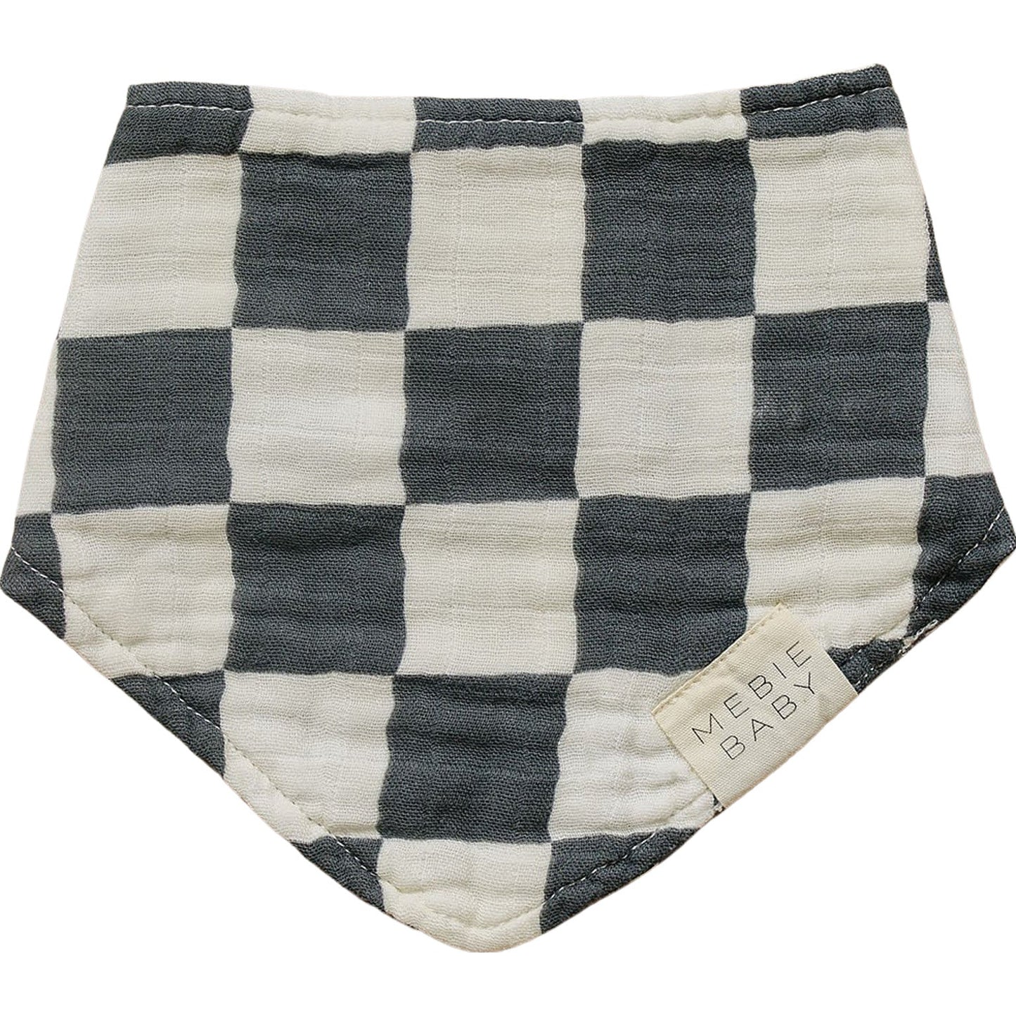 Charcoal Checkered Muslin Bib