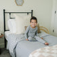 Dusty Blue Wavy Checkered Twin Muslin Quilt