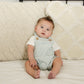 Green Stripe Short Linen Overalls