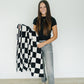 Black + White Checkered Plush Blanket