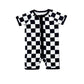 Bamboo Shorty Romper | Black Checkered