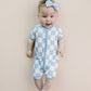 Bamboo Shorty Romper | Blue Checkered