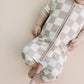 Bamboo Shorty Romper | Latte Checkered