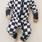 Bamboo Zip Romper | Black Checkered