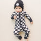 Bamboo Zip Romper | Black Checkered