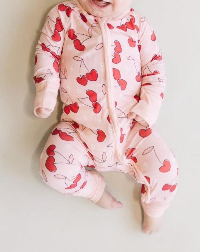 Bamboo Zip Romper | Cherry Heart