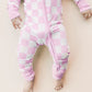 Bamboo Zip Romper | Pink Checkered