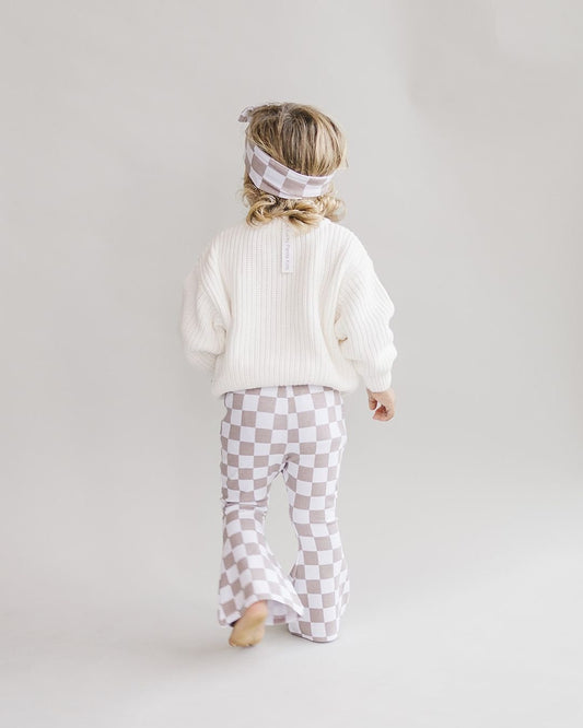 Checkered Flare Pants | Latte