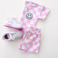 Checkered Shorts Set | Pink