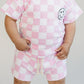 Checkered Shorts Set | Pink