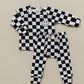 Checkered Smiley Lounge Set | Black