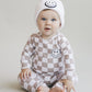 Checkered Smiley Lounge Set | Latte