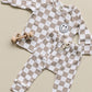 Checkered Smiley Lounge Set | Latte