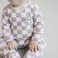 Checkered Smiley Lounge Set | Latte