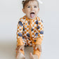 Bamboo Zip Romper | Checkered Pumpkin