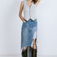 A DISTANT MEMORY DENIM MIDI SKIRT