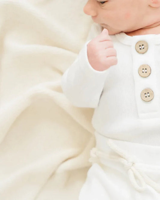 Organic 3 Button Bodysuit | Milk