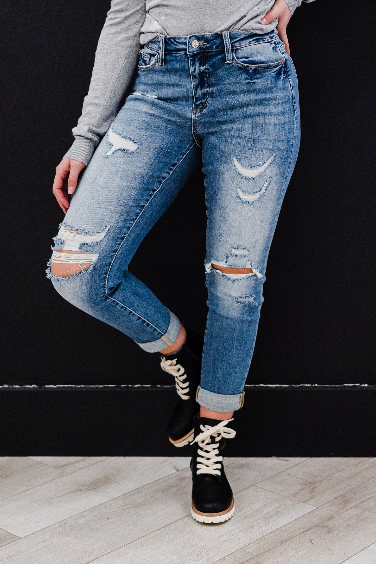 Distressed Cuff Jeans